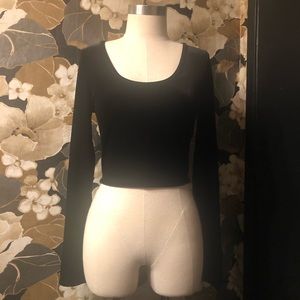 black velvet top with long sleeves